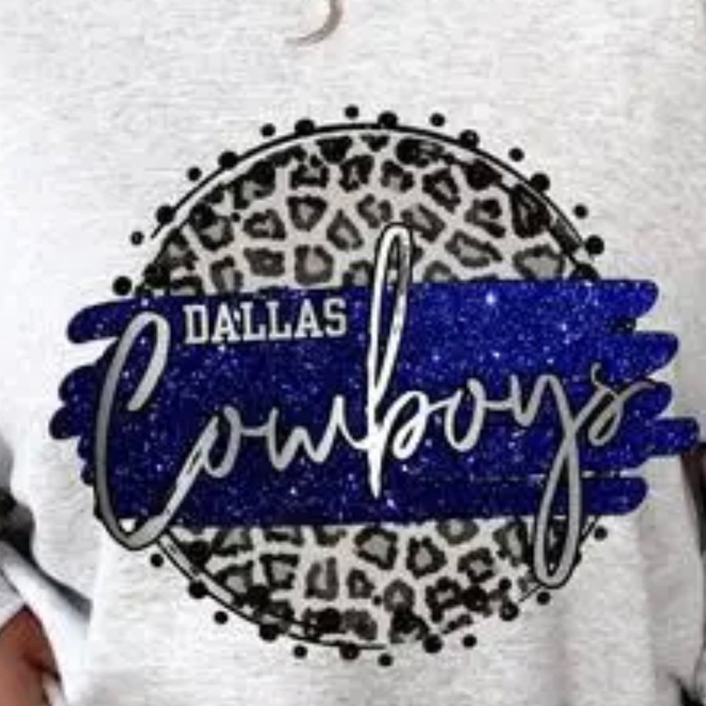 Dallas Cowboys Football Sweatshirt Gray Glitter Leopard